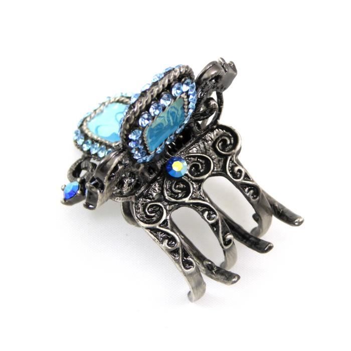 Pince Crabe 12cm Strass Hématite - Anne Ghez By Fanny Fooks, Barrette Cheveux Neuve