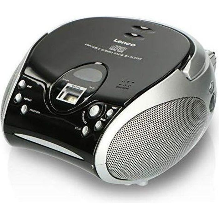 Lenco SCD-24 Boombox stéréo Portable avec Lecteur CD programmable et Radio FM Noir