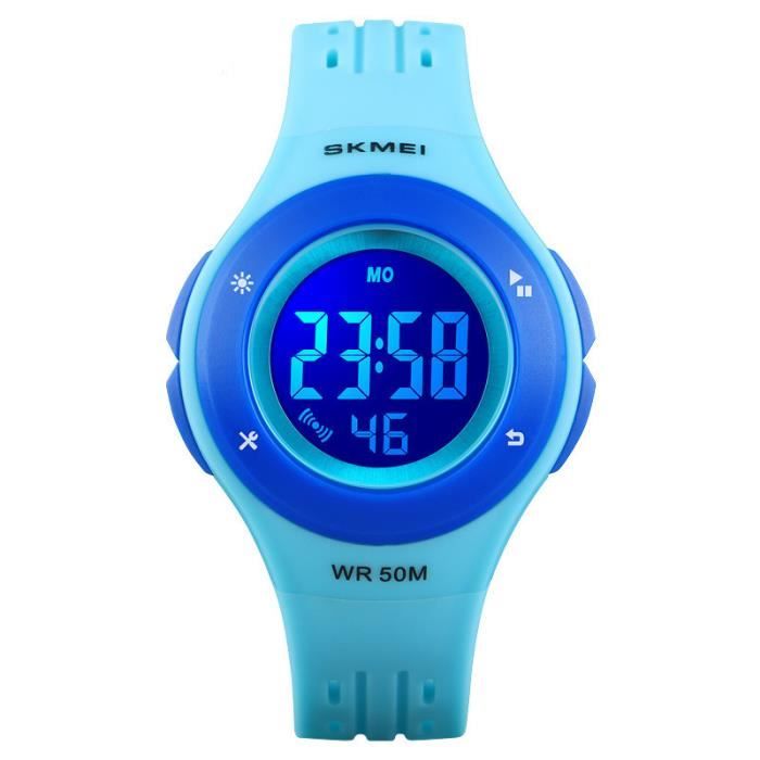 SHARPHY Montre Garcon Fille Enfant de Marque Sport etanche numerique LED watch 2019 bracelet bleu Cadeau pour enfants