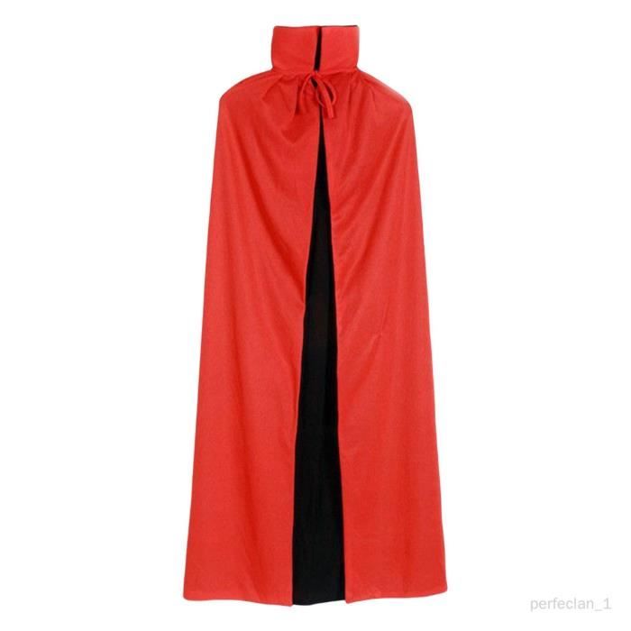 Costume Gothique Adulte Cape Vampire Velours à Capuche - Rouge Foncé 135cm - Déguisement Halloween Carnaval Unisexe Cape Déguisement Halloween