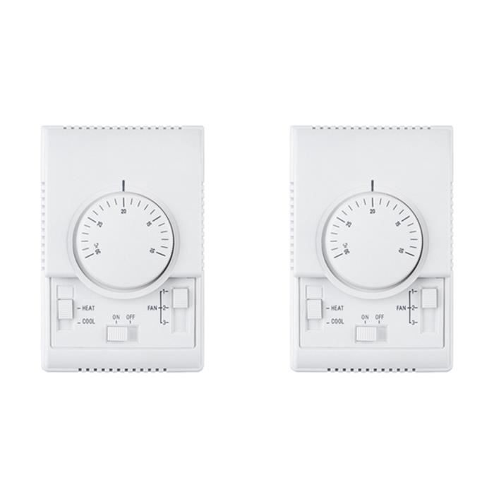 Thermostat Mécanique D'Ambiance 10-30°C – Avec Interrupteur Marche/Arrêt – Compatible Clim Centralisée Hôtel Maison Supermarché