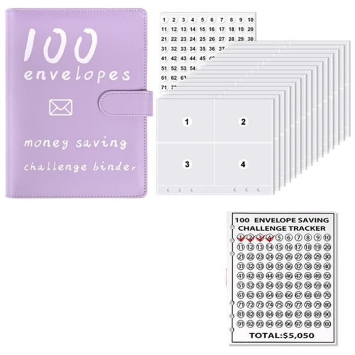 100 Enveloppes Livre de DéFis D'éPargne D'Argent, Classeur de