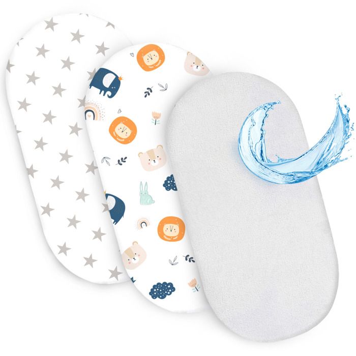 Drap housse landau ensemble nacelle 2x housse protege matelas impermeable lit d appoint drap de lit 90 x 55 cm Etoiles blanches Cdiscount Puericulture Eveil bebe