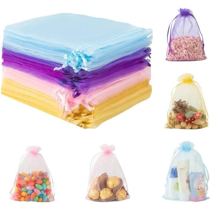 GOTOTOP Sacs à Bijoux Avec Cordon De Serrage 100PCS Organza Sacs