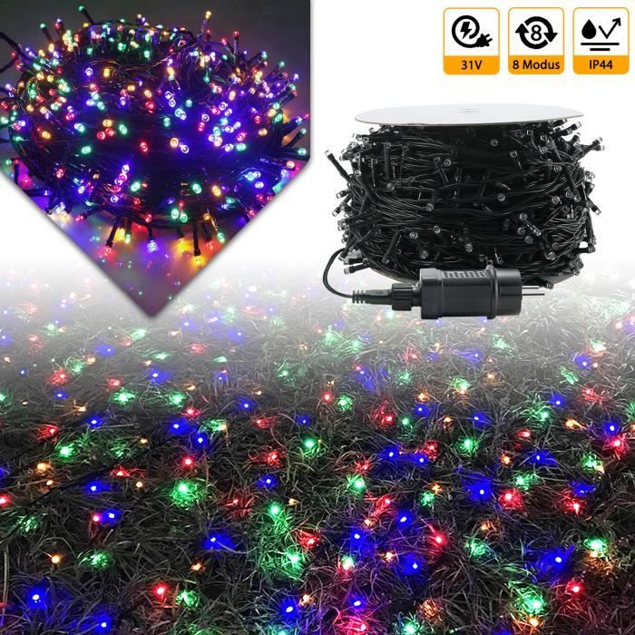 Guirlande Lumineuse Extérieur 200 M - 2000 LED Multicolores IP44 Étanche | 8 Modes, Câble Vert | Pour Noël, Jardin, Fête - 7