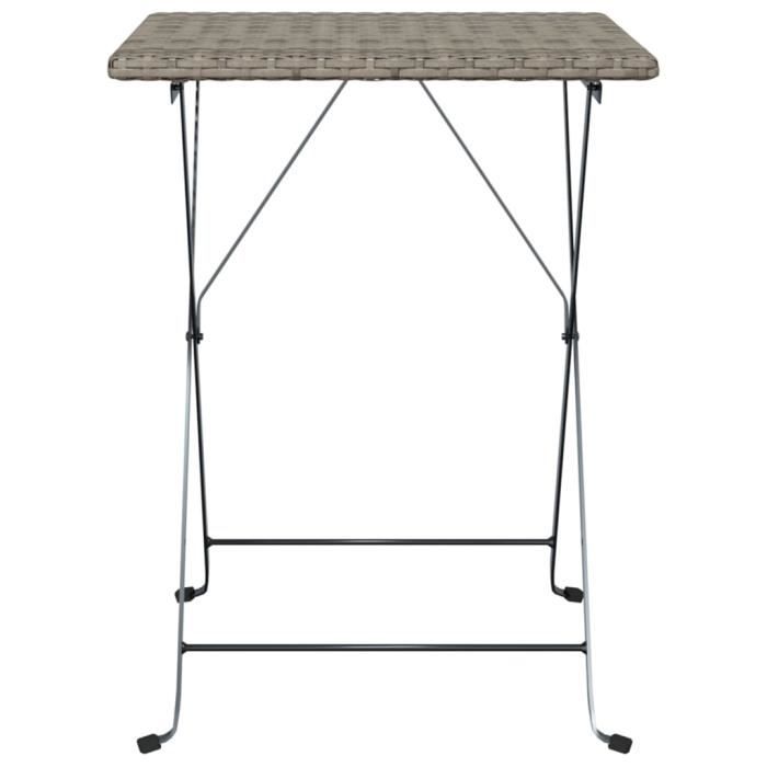 une table de bistrot pliante gris 55x54x71 cm résine tressée haute qualité