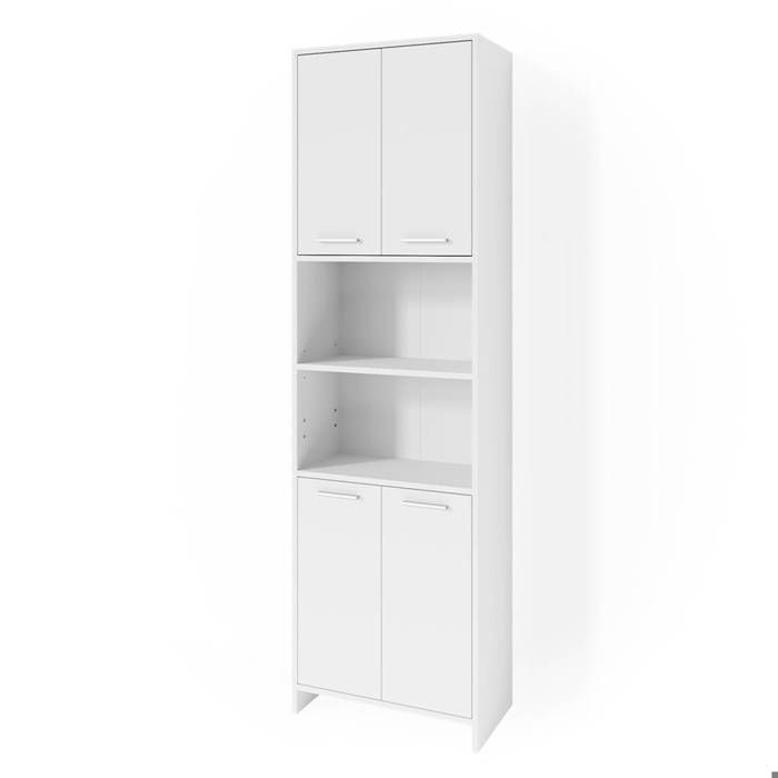 Meuble De Salle De Bains Vicco Maris – Placard Blanc Béton Avec Étagère – 190x56x30 Cm