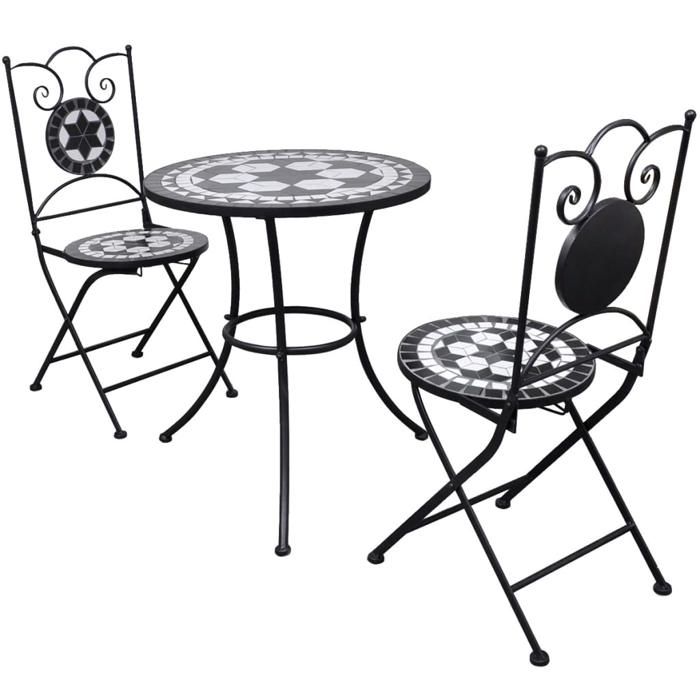 Mobilier de bistro 3 pcs avec dessus mosaïque