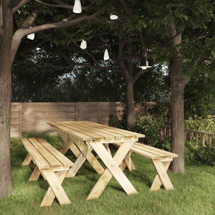 vidaxl table de jardin 220 x 73 x 70 cm bois de pin imprégné