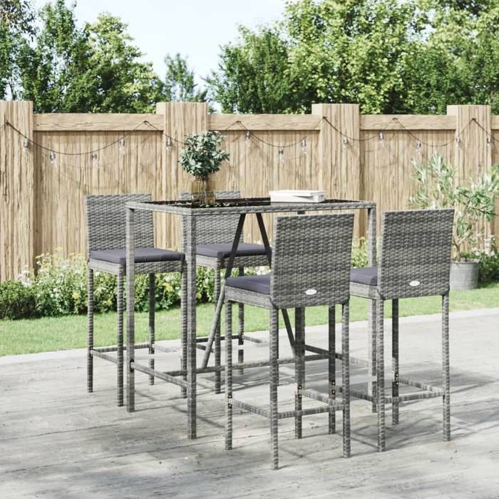 vidaXL Ensemble de bar de jardin 5 pcs Résine Tressée - vue 3