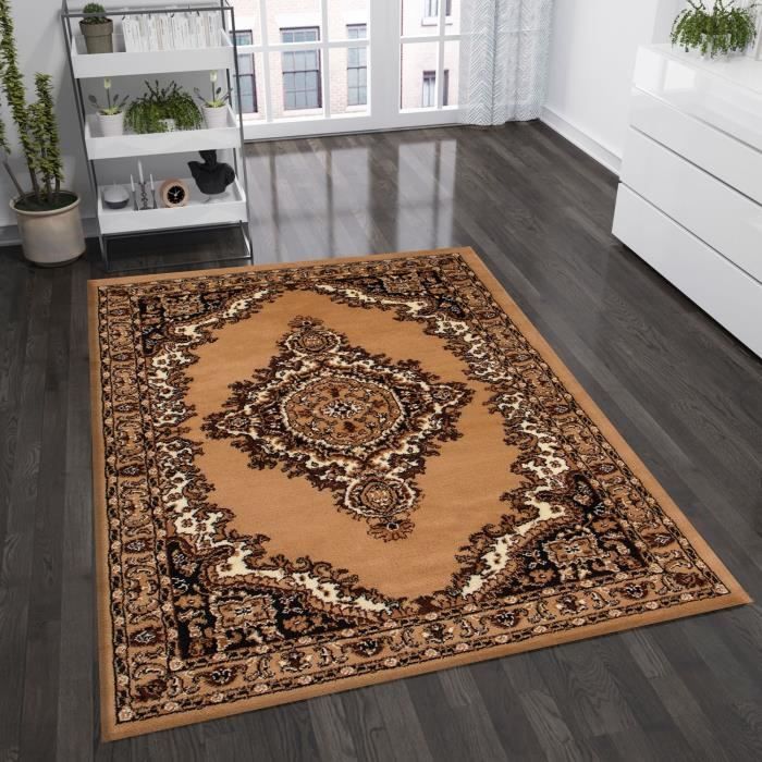 Tapis 160x220 Cm (environ 7x5 Pieds) – Qualité Supérieure, Motif Croisé, Marron/beige