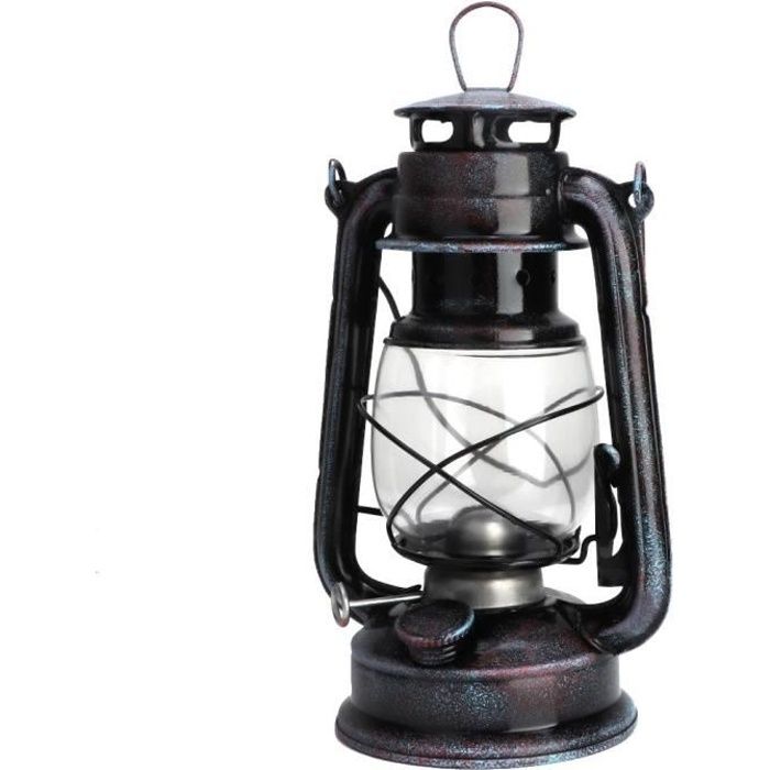 Lampe Rétro Décoration Lanterne Tempête Vintage à Huile - Style Rétro, Métal Et Verre, 24 Cm éclairage Camping