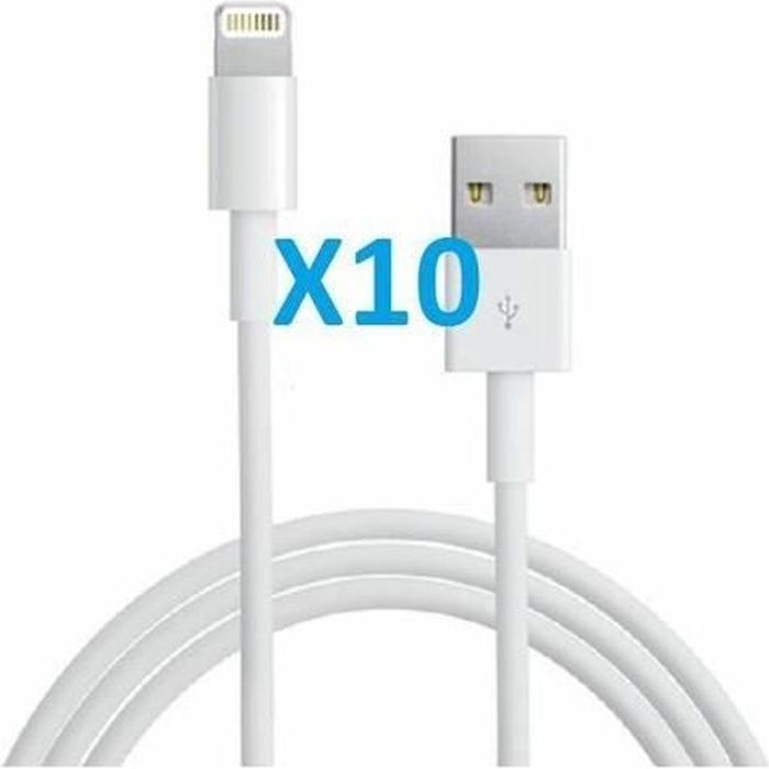 VOLY® Lot de 10 cables usb chargeur compatibles Iphone 7  plus/7/6S/6/5S/5C/5/I7