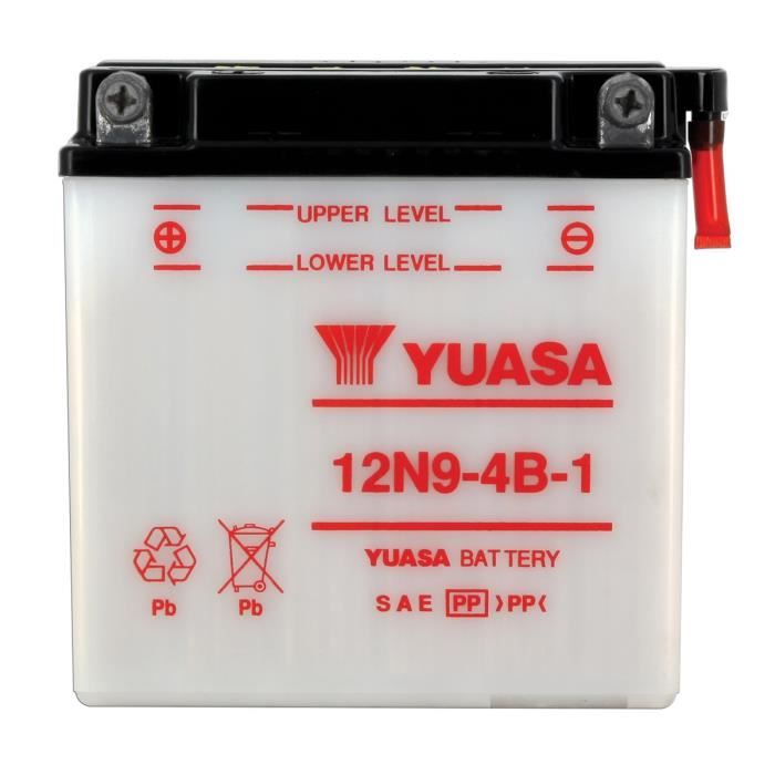 YUASA - Batterie Moto 12V Avec Entretien Sans Pack Acide 12N9-4B-1 / 12N94B1