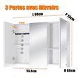 INSMA Meuble Haut Salle de Bain Mural MDF - 3 Portes avec Mirroirs 4 Compartiments - Placard Armoire Rangement Toilette WC Cuisine-1