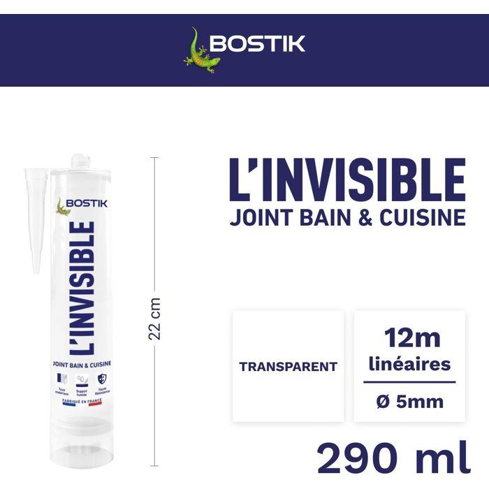 Mastic silicone - BOSTIK - L'Invisible - Étanchéité transparent cuisine ...