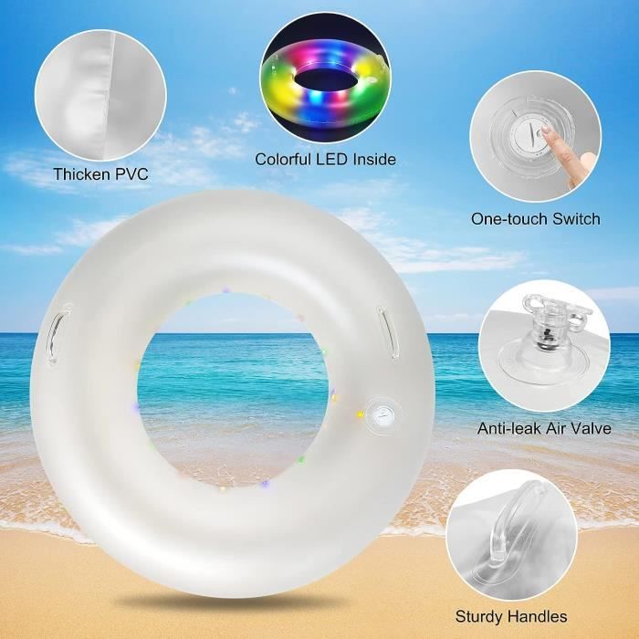 Anneau de bain à paillettes gonflable durable rond piscine d'été plage fête JORMFTTE eau Anneau de bain à paillettes gonflable durable rond piscine d'été plage fête JORMFTTE eau