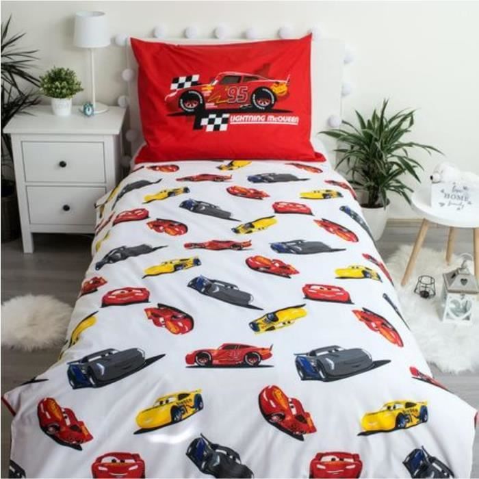 Biancheria Letto Ragazzi Copripiumino Auto Da Corsa 200x200cm - Set Microfibra Per Ragazzi, 1 Copripiumino + 2 Federe 50x75cm Completo Lenzuola Matrimoniali