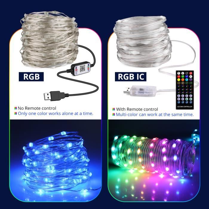Guirlande Lumineuse Mini LED Télécommandée Filament Cuivre Silver - 200 LED