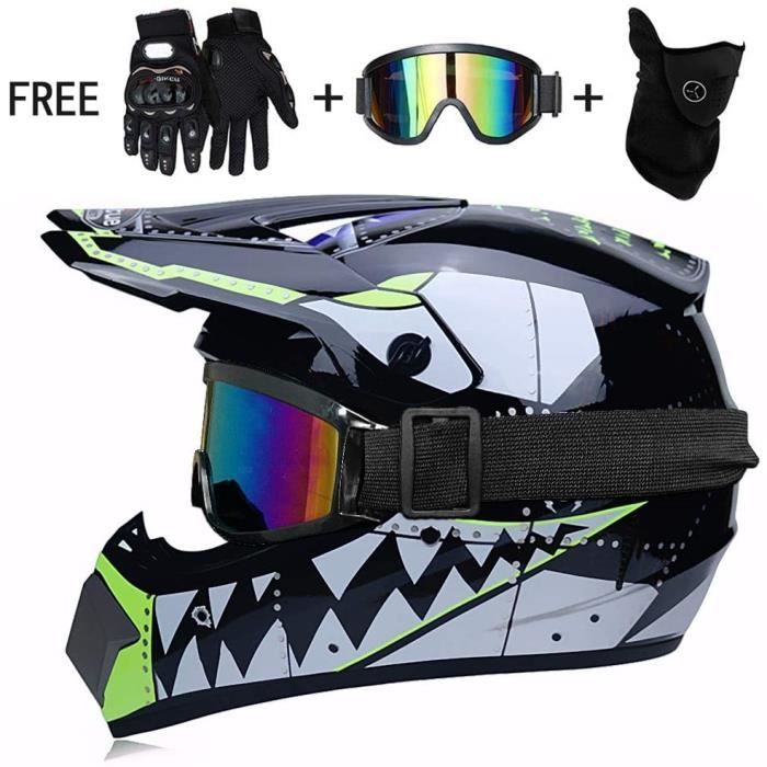RUMOCOVO Casque de Moto pour Enfant Gants Lunettes Casque Motocross Cross Off Road Mat Enfants Quad Bike VTT Cdiscount Auto