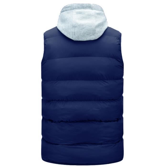 Doudoune Homme Sans Manche Doudoune avec Capuche avec Zippe Veste Poches Multiples en Duvet Chaud en Automne et Hiver Bleu Bleu Cdiscount Pret a Porter