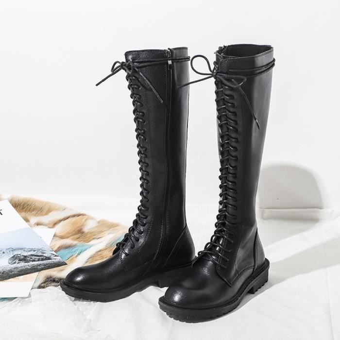 Botte haute talon plat outlet