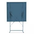 Table de jardin pliante - OVIALA - Rome - 60 x 60 x 71 cm - Acier - Bleu-2