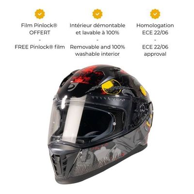 Casque Moto Modulable MOTOBLOUZ SPECTRON EVO - Homologué ECE 22.06 - Visière Solaire + Pinlock - Noir