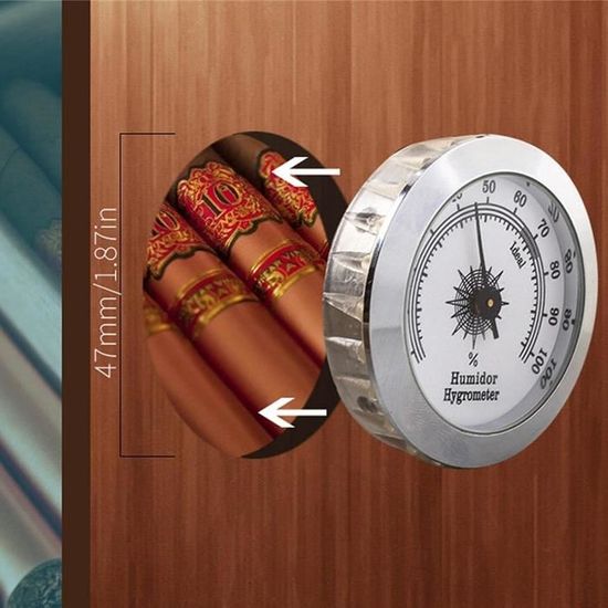 yidin Hygromètre pour cave à cigares – Hygromètre analogique pour cigares,  détecteur d'cigares 28 mm, mini hygromètre rond mécanique pour boîtes