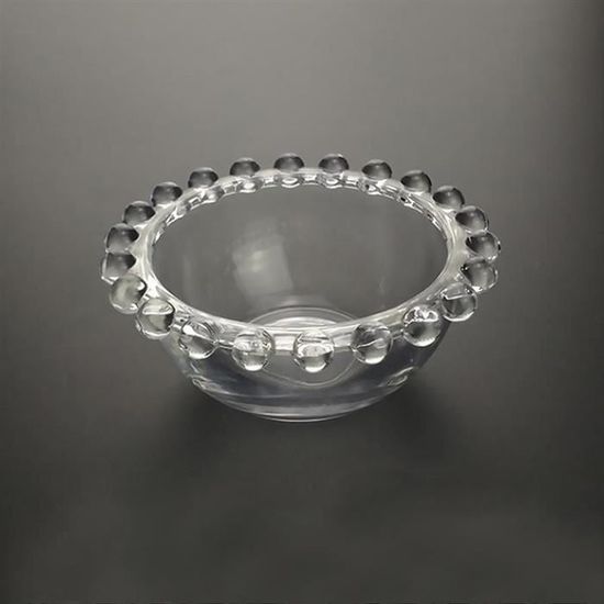 Lot de 2 petits plats de service en verre transparent perle avec