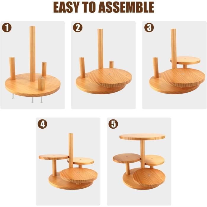 Présentoir Gâteau 3 étages Bois Présentoir à Gâteaux 3 étages En Bois - Parfait Pour Mariages Et Fêtes Presentoir A Gateau