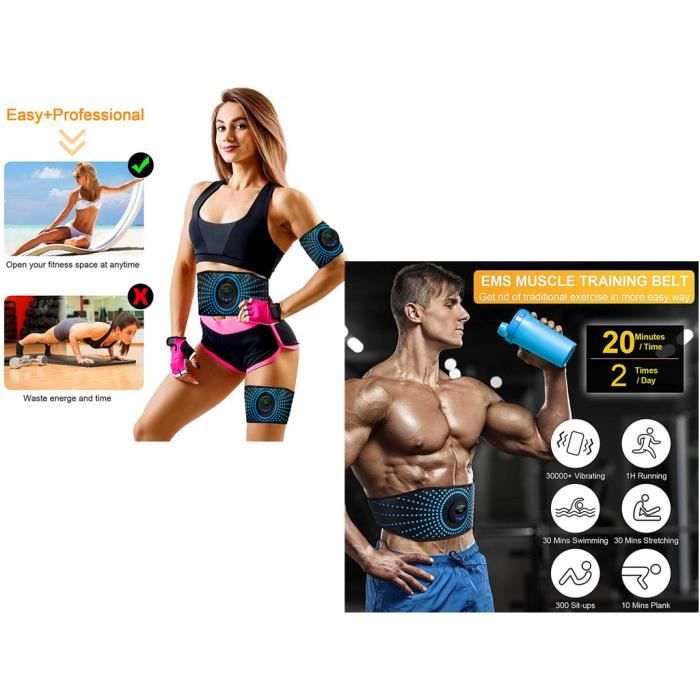Electrostimulateur Musculaire Ceinture Abdominale EMS Stimulateur Appareil Pas besoin de feuilles de gel USB Charge Cdiscount Sport