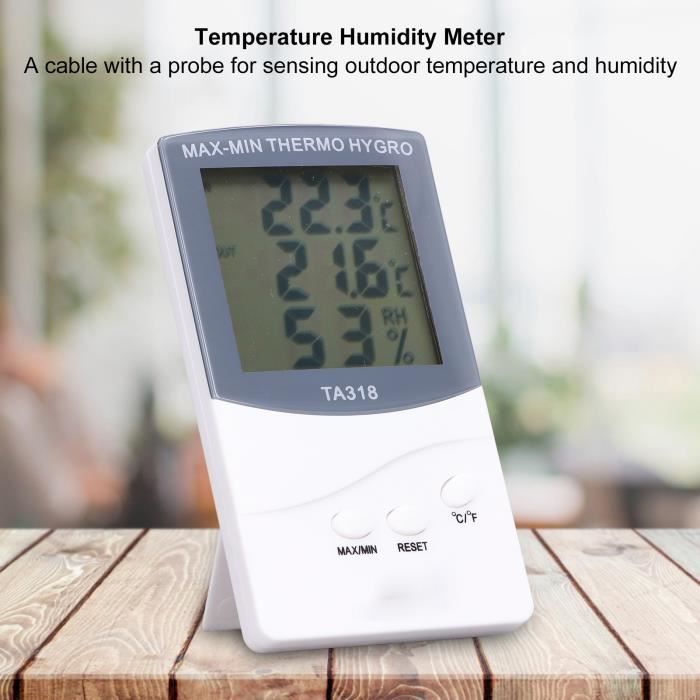 EJ.life Thermomètre extérieur intérieur Thermomètre numérique d'intérieur  et d'extérieur 25% RH à 98% RH ‑50 à 70℃ Avec - Cdiscount Jardin
