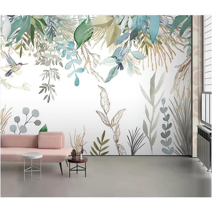 Papier Peint Panoramique 3D Plantes Tropicales Feuilles Fond De Fleurs ...