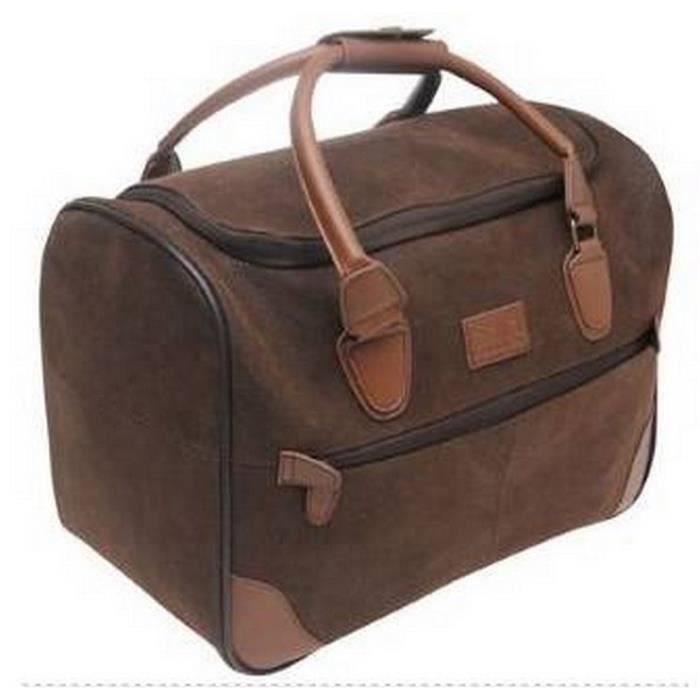 Sac De Voyage Kangol à Roulettes - Moyen, Aspect Cuir Marron - Idéal