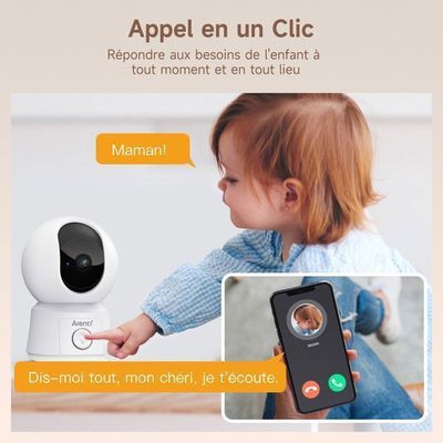GHB Babyphone Caéra 3.2 Inches Bébé oniteur Babyphone Vidéo LCD