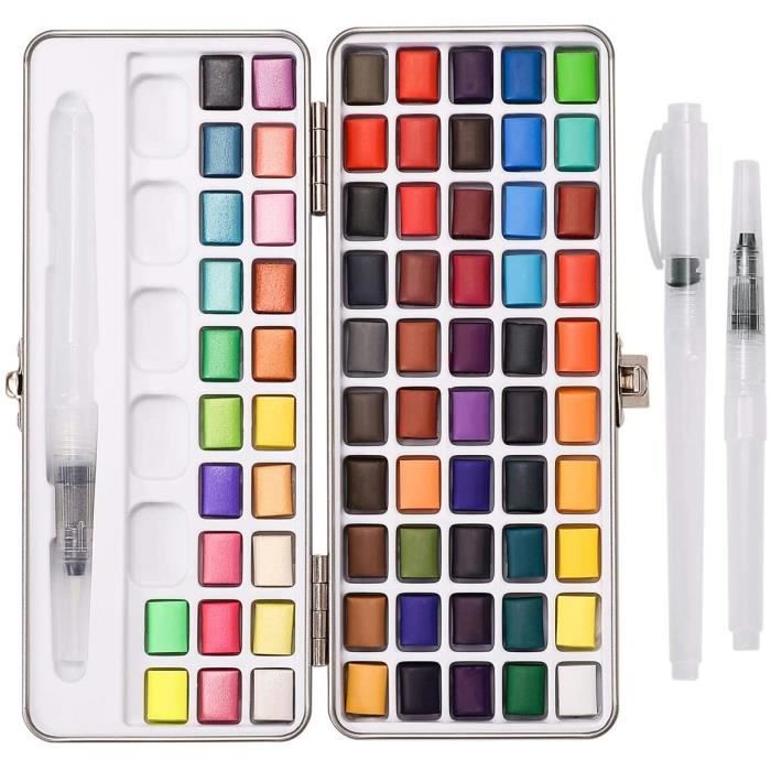 Boîte Aquarelle 48 Couleurs YUTUY - Avec Pinceaux, Palette - Pour Débutants, Enfants Et Adultes