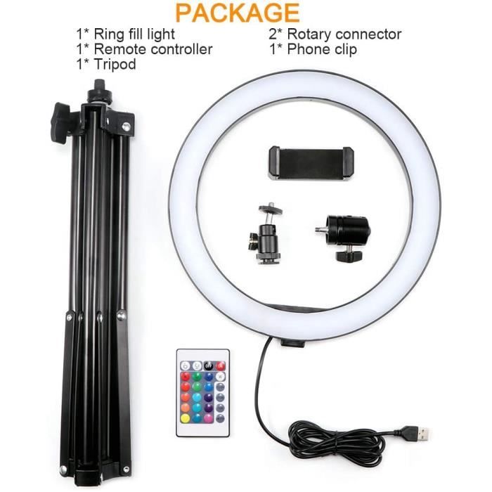 Anneau Lumineux LED RGB Pour Selfie - 4,5 Pouces, Lumière Pivotante, Clip Pour Téléphone/ordinateur