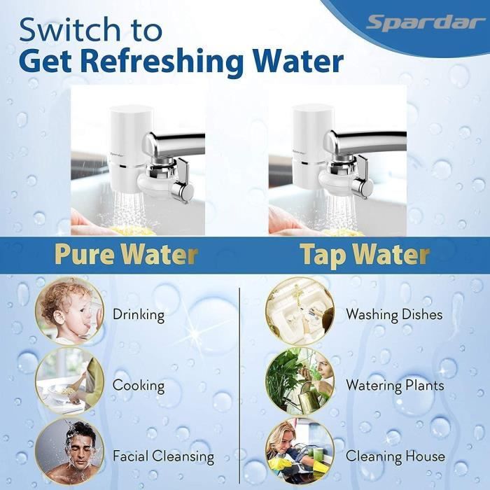 Spardar Filtres à eau, purificateur d'eau de robinet, système de filtration  d'eau du robinet pour cuisine et salle de bain, filtre multi-étapes pour  robinets sur pied (filtres de robinet) : : Outils