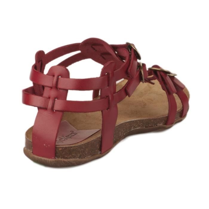 Nu pieds femme KICKERS Rouge Cuir Univers detente sport Rouge Cdiscount Chaussures