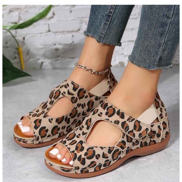Sandales compensees marron sales femme