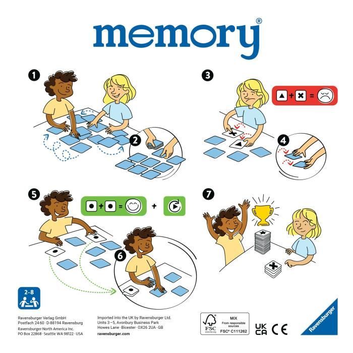 Ravensburger - Jeu Educatif - Grand memory® - Super Mario - Jeu de paires  et de mémoire - 72 cartes - Adultes et Enfants à partir de 4 ans - 20827