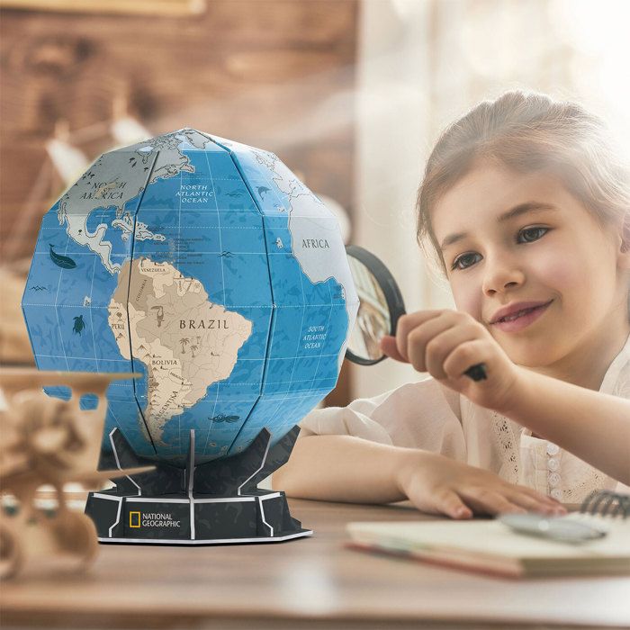 Globe Pirate TOPGLOBE 15cm Avec Puzzle | Rotation Carte Monde Décoration Bureau Éducatif