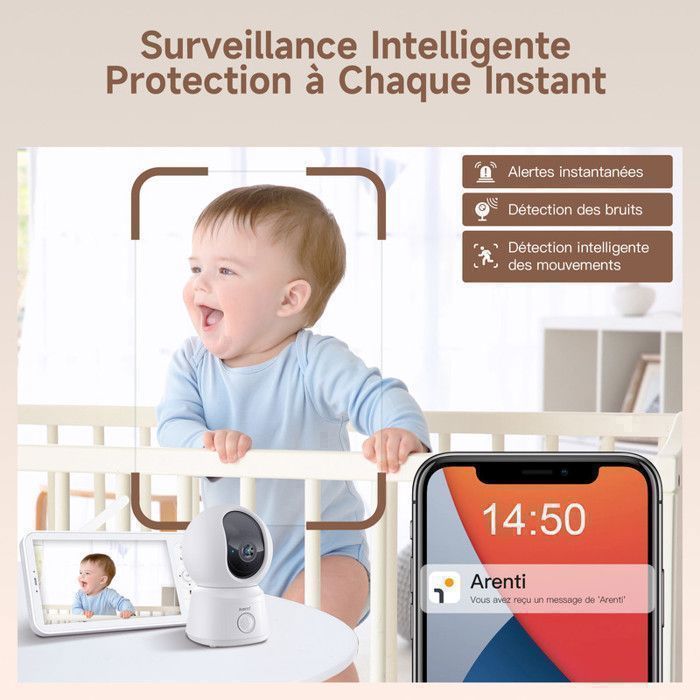 ARENTI Babyphone Camera Bébé, Baby Phone Vidéo Connecté Smartphone ...