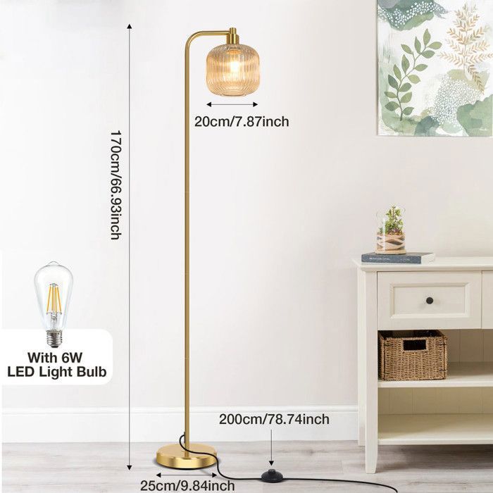 Lampadaire Sur Pied Avec Interrupteur Au Pied - Douille E27 Max 10W, Hauteur 156,5 Cm - Design Ouvert éclairage Indirect - Couleur Coffee/gris - Pour Salon, Chambre, Bureau - 5