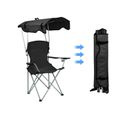 Noir Chaise de camping pliable avec parasol, Willonin® Fauteuil de Plage avec Accoudoirs, Sac de transport et Porte-gobelet-0