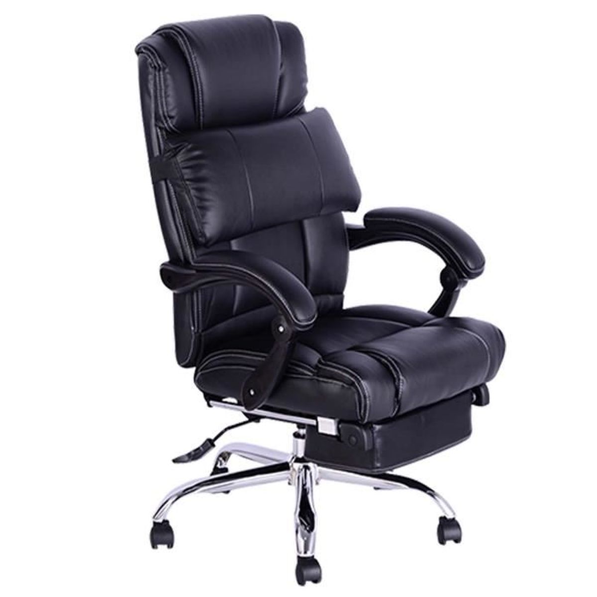 Fauteuil de bureau manager grand confort avec reposepieds noir 72