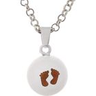 DIAVOLINO Collier /Sautoir Bola de grossesse – Pendentif Bola avec impreinte de pied de bébé – style mignon et original - Blanc