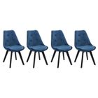HAPPY GARDEN Lot de 4 chaises en velours NORA bleues avec coussin