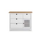 TOUSMESMEUBLES Commode 1 porte 4 tiroirs Bois/Blanc - BRANU - L 100 x l 40 x H 80